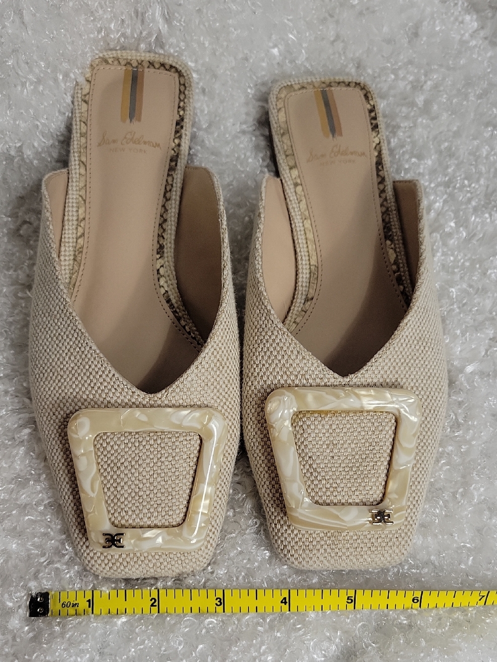 Sam Edelman Lavina Mule Flats - Natural Linen Beige - size 7 - Picture 2 of 14